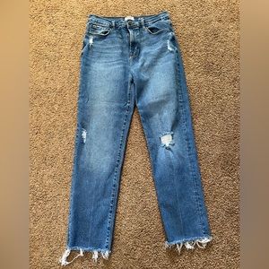 Kensie jeans high rise slim raw hem